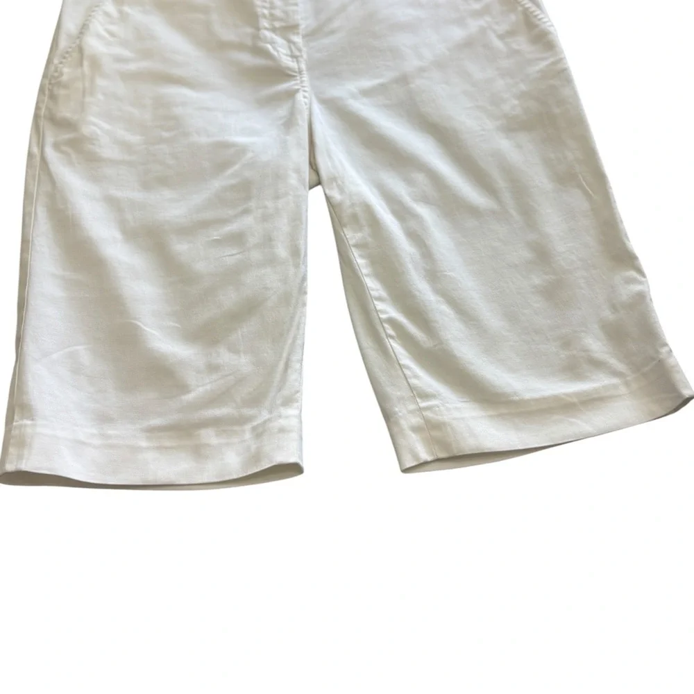 Tory Burch White Cotton Bermuda Shorts Sz 8 Stretch Classic Preppy Golf - Picture 3 of 10